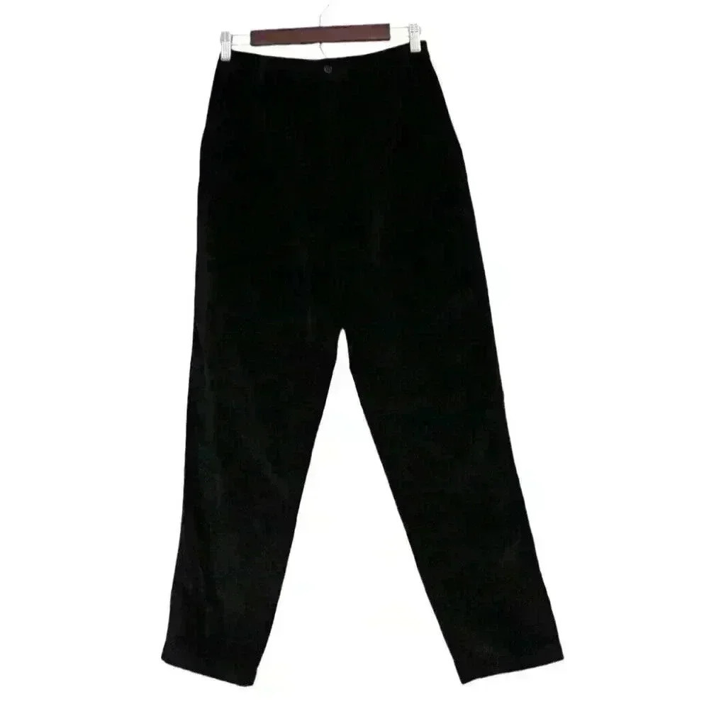Talbots Velvet Chino Pants Size 8 Chevron Black Cotton Pleated Business Casual
